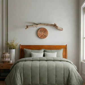 Home Crayons Cocoon AC Comforter Set | 5-Piece Designer Bed Set for Modern Homes | Olive Mist