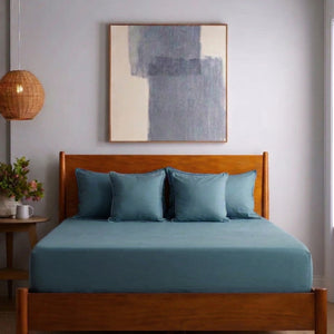 Home Crayons LuxeFit™ Fitted Bedsheet Set | Perfect Fit for Queen & King Mattresses | Tropical Teal