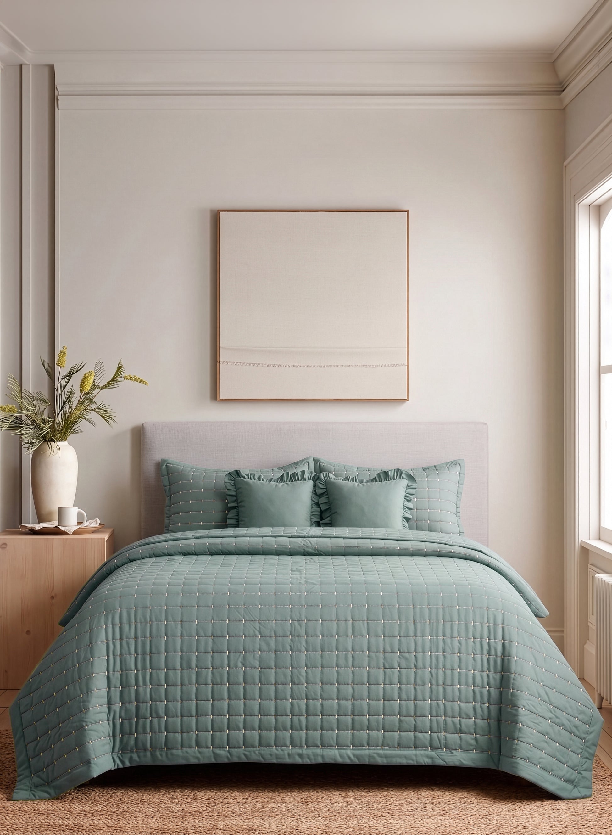 Home Crayons CloudTouch™ 5-Piece AC Comforter Set | 33% Oversized | Includes 2 Pillow & 2 Cushion Covers | Sage Green