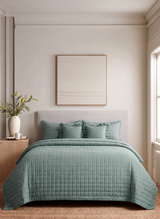 Home Crayons CloudTouch™ 5-Piece AC Comforter Set | 33% Oversized | Includes 2 Pillow & 2 Cushion Covers | Sage Green