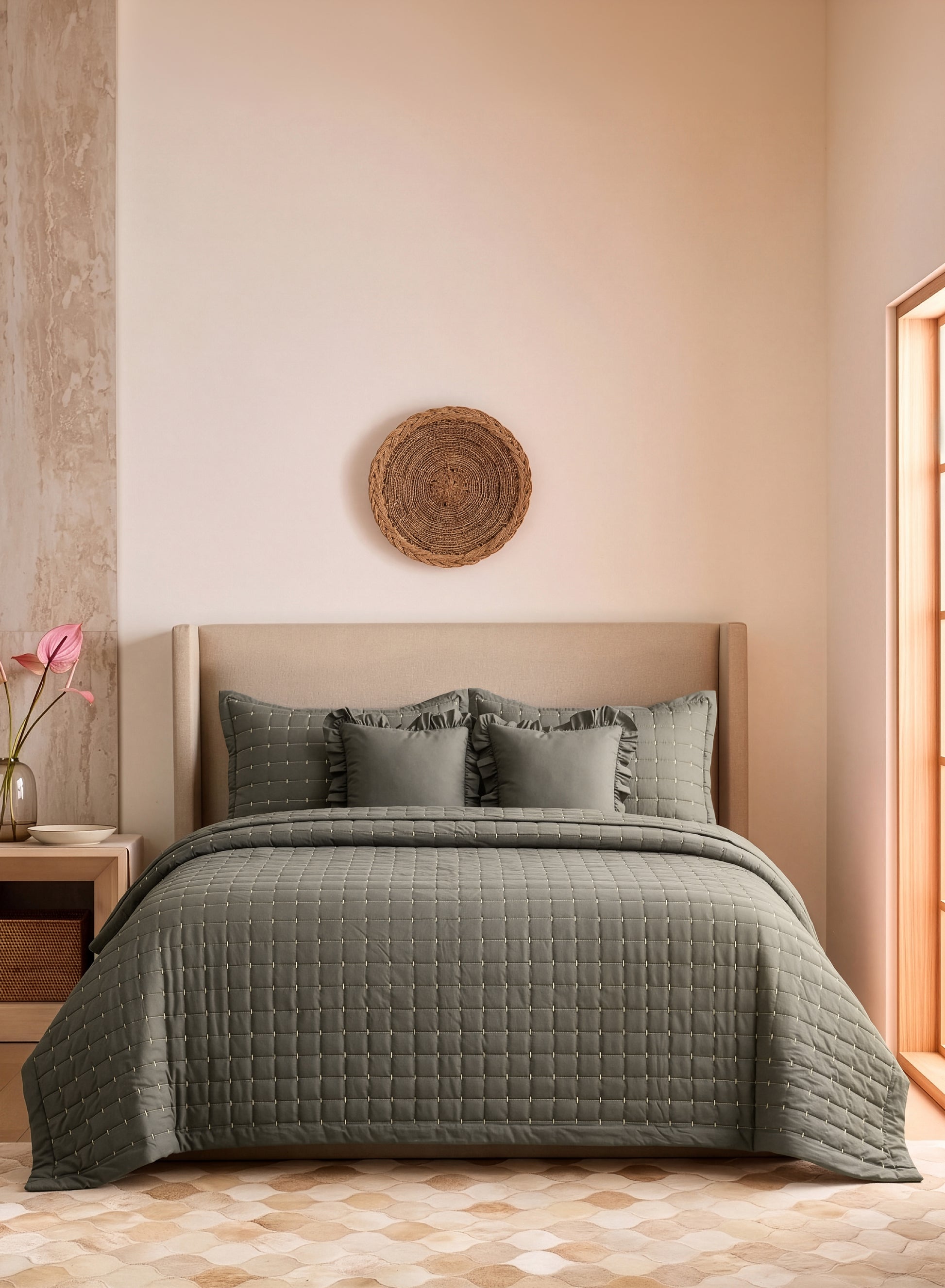 Home Crayons CloudTouch™ 5-Piece AC Comforter Set | 33% Oversized | Includes 2 Pillow & 2 Cushion Covers | Smoked Coffee
