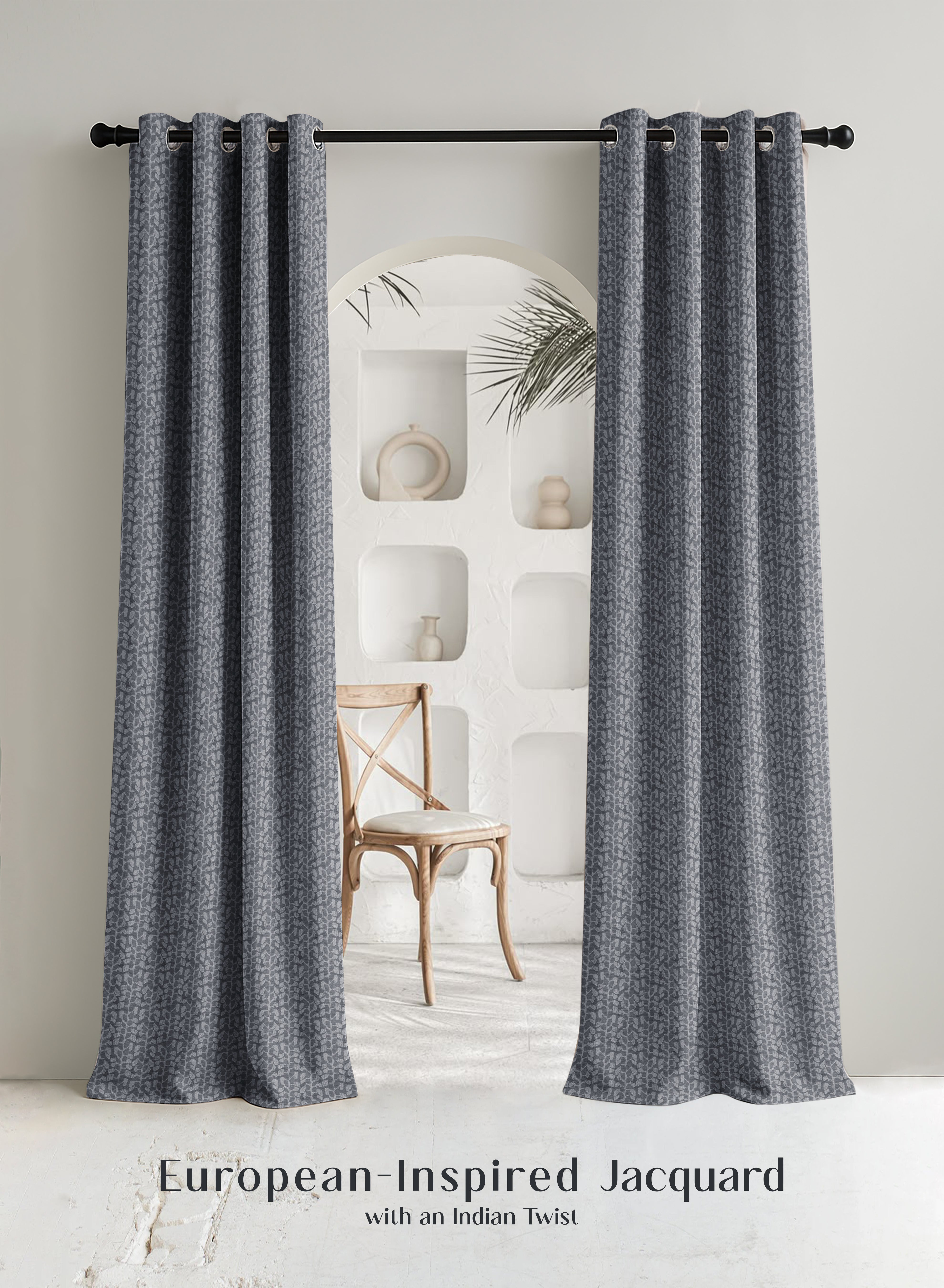 Eudora Jacquard Blackout Curtains | Pebble Jacquard Weave & Total Light Block | Dusk Gray | Set of 2 | Fully Customizable