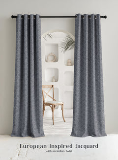 Eudora Jacquard Room Darkening Curtains | Pebble Jacquard Weave | Dusk Gray | Set of 2 | Fully Customizable