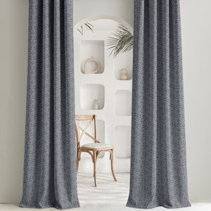 Eudora Jacquard Blackout Curtains | Pebble Jacquard Weave & Total Light Block | Dusk Gray | Set of 2 | Fully Customizable