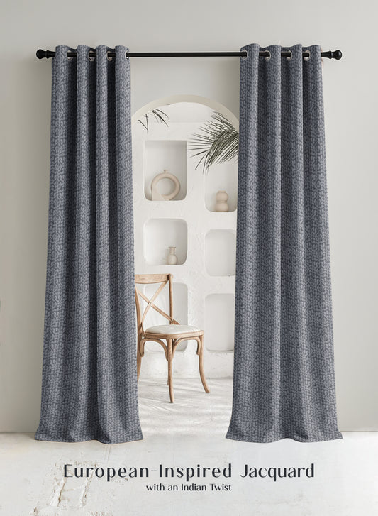 Eudora Jacquard Room Darkening Curtains | Pebble Jacquard Weave | Dusk Gray | Set of 2 | Fully Customizable