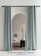 Eudora Jacquard Room Darkening Curtains | European Jacquard Weave | Seafoam Green | Set of 2 | Fully Customizable