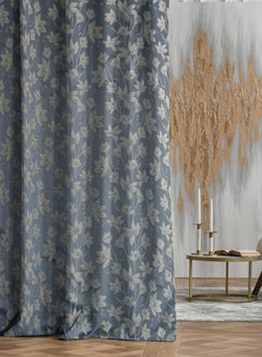 Flavia Jacquard Blackout Curtains | Turkish Blue | Set of 2 (Pattern 4)