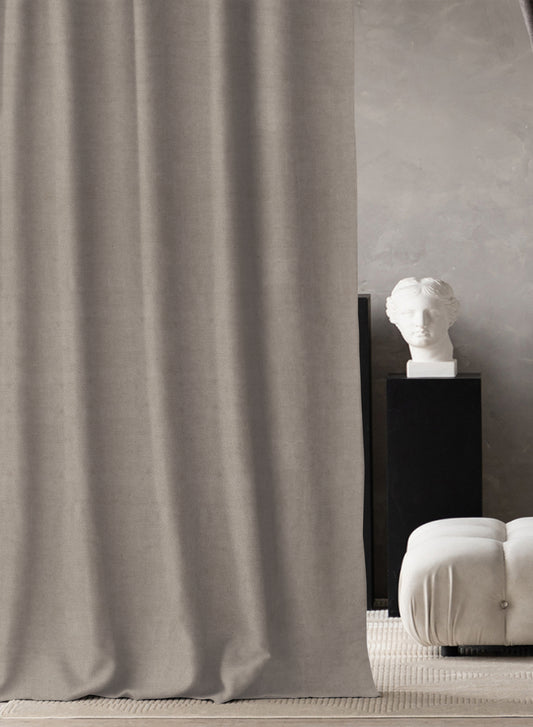 Lyon Cotton Room Darkening Curtains | Plain Elegance for Modern Homes | Taupe Gray | Set of 2 | Fully Customizable