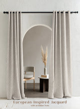 Eudora Jacquard Room Darkening Curtains | European Jacquard Weave | Oatleaf | Set of 2 | Fully Customizable