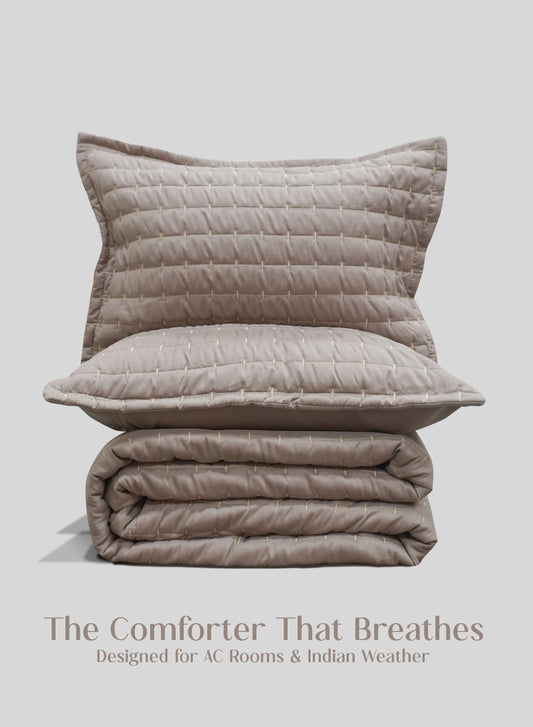 Home Crayons CloudTouch™ Comforter Set | All-Season | 33% Oversized | Includes 2 Pillow Covers & 2 Cushion Covers | Latte Crème