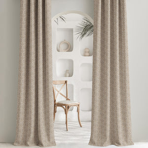 Eudora Jacquard Room Darkening Curtains | Pebble Jacquard Weave | Tan | Set of 2 | Fully Customizable