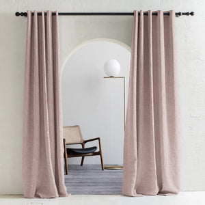 Teramo Jacquard Blackout Curtains | Drift Jacquard Weave & Total Light Block | Dusky Peach | Set of 2 | Fully Customizable