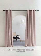 Teramo Jacquard Room Darkening Curtains | Drift Jacquard Weave | Dusky Peach | Set of 2 | Fully Customizable