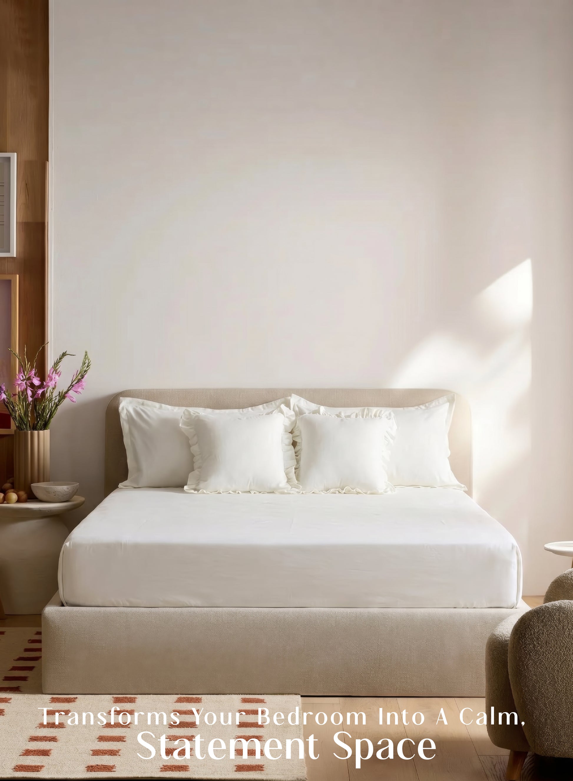 Home Crayons LuxeSoft™ Double Bedsheet Set | Oversized King | Includes 2 Pillow Covers & 2 Cushion Covers | Morning Glory