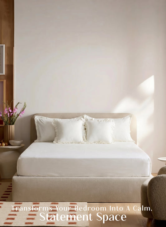 Home Crayons LuxeSoft™ Double Bedsheet Set | Oversized King | Includes 2 Pillow Covers & 2 Cushion Covers | Morning Glory