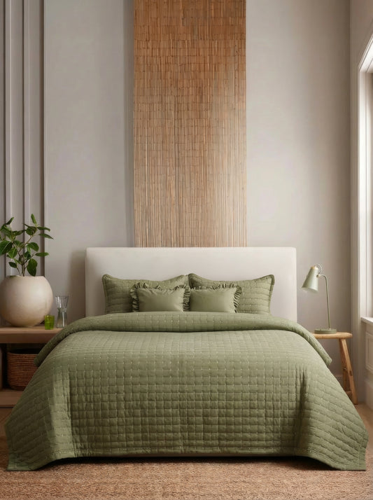 Home Crayons CloudTouch™ 5-Piece AC Comforter Set | 33% Oversized | Includes 2 Pillow & 2 Cushion Covers | Olive Grove