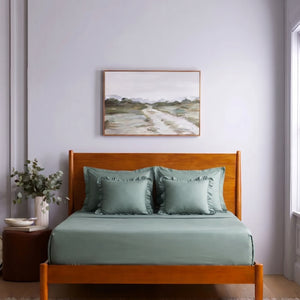 Home Crayons LuxeSoft™ Bedsheet Double Set | Oversized King | Includes 2 Pillow Covers & 2 Cushion Covers | Sage Green