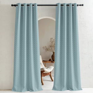 Teramo Jacquard Blackout Curtains | Crest Jacquard Weave & Total Light Block | Caribbean Coral | Set of 2 | Fully Customizable