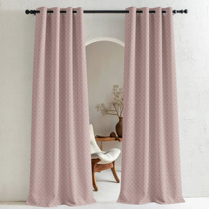 Teramo Jacquard Room Darkening Curtains | Crest Jacquard Weave | Dusky Peach | Set of 2 | Fully Customizable