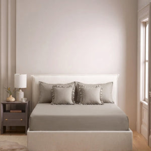 Home Crayons LuxeSoft™ Double Bedsheet Set | Oversized King | Includes 2 Pillow Covers & 2 Cushion Covers | Latte Crème