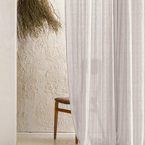 Evok Striped Sheer Curtains | Subtle Stripes & Soft Light Filter | Off White | Set of 2 | Fully Customizable