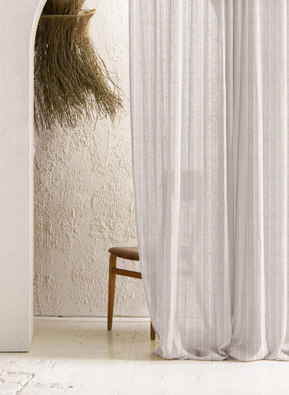 Evok Striped Sheer Curtains | Off White | Set of 2