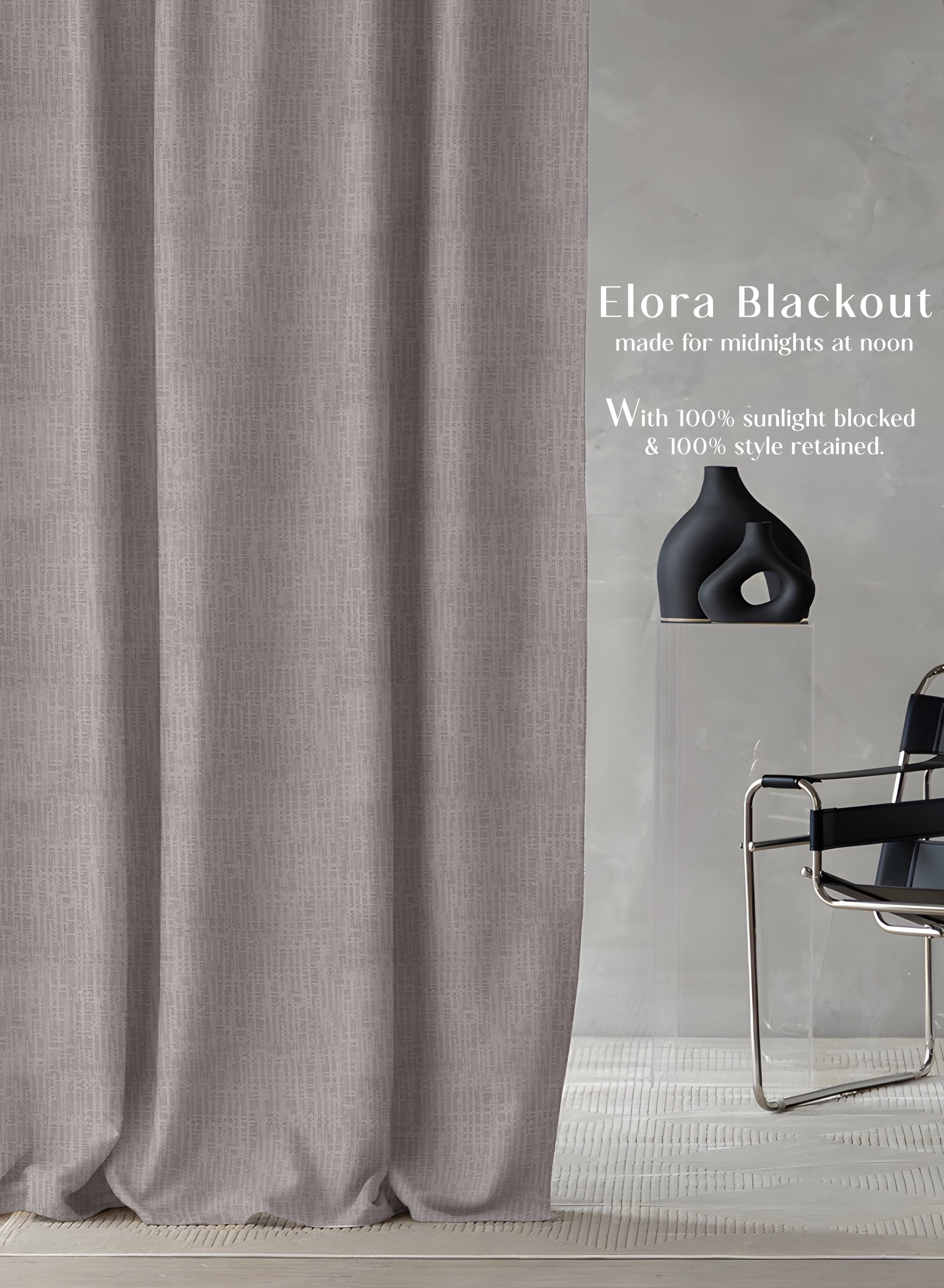 Elora Textured Blackout Curtains | Minimal Design & Total Light Block | Natural Stone | Set of 2 | Fully Customizable