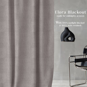 Elora Textured Blackout Curtains | Minimal Design & Total Light Block | Natural Stone | Set of 2 | Fully Customizable