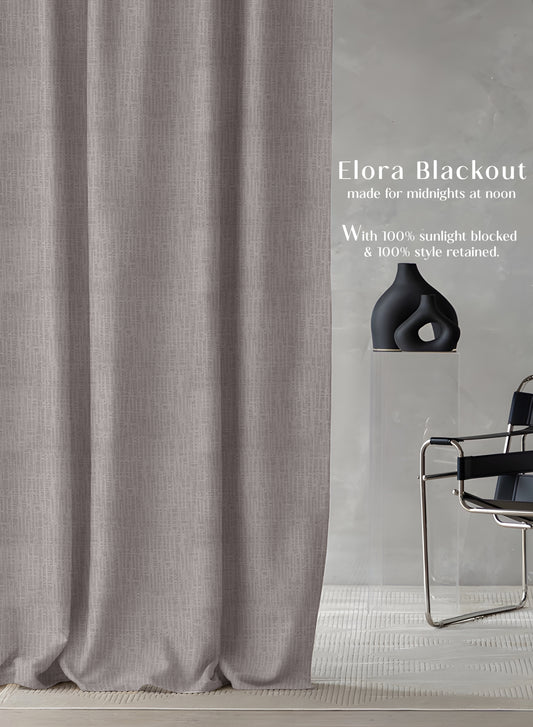 Elora Textured Blackout Curtains | Minimal Design & Total Light Block | Natural Stone | Set of 2 | Fully Customizable
