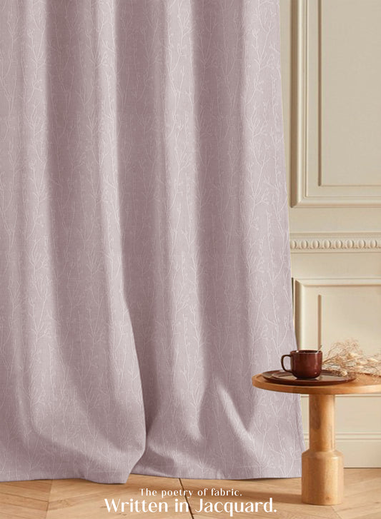 Bern Jacquard Room Darkening Curtains | Delicate Branch Embroidery | Deep Blush | Set of 2 | Fully Customizable