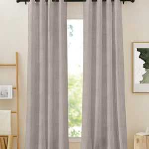 Elora Textured Blackout Curtains | Minimal Design & Total Light Block | Natural Stone | Set of 2 | Fully Customizable