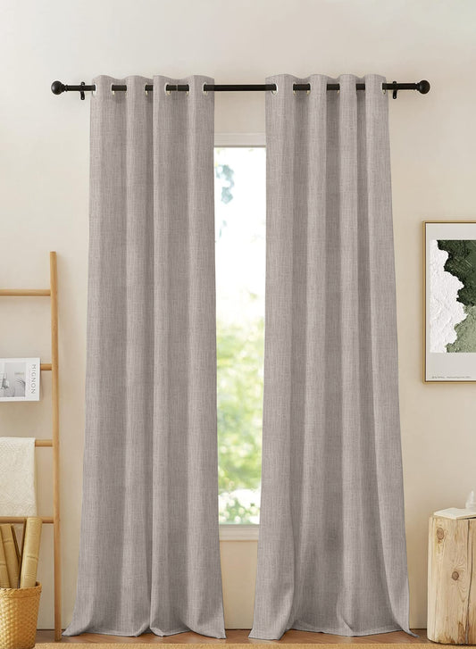 Elora Textured Blackout Curtains | Minimal Design & Total Light Block | Natural Stone | Set of 2 | Fully Customizable