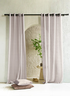 Evok Striped Sheer Curtains | Subtle Stripes & Soft Light Filter | Off White | Set of 2 | Fully Customizable