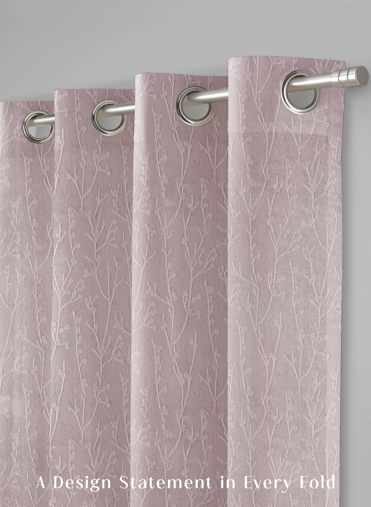 Bern Jacquard Blackout Curtains | Delicate Branch Embroidery & Total Light Block | Deep Blush | Set of 2 | Fully Customizable