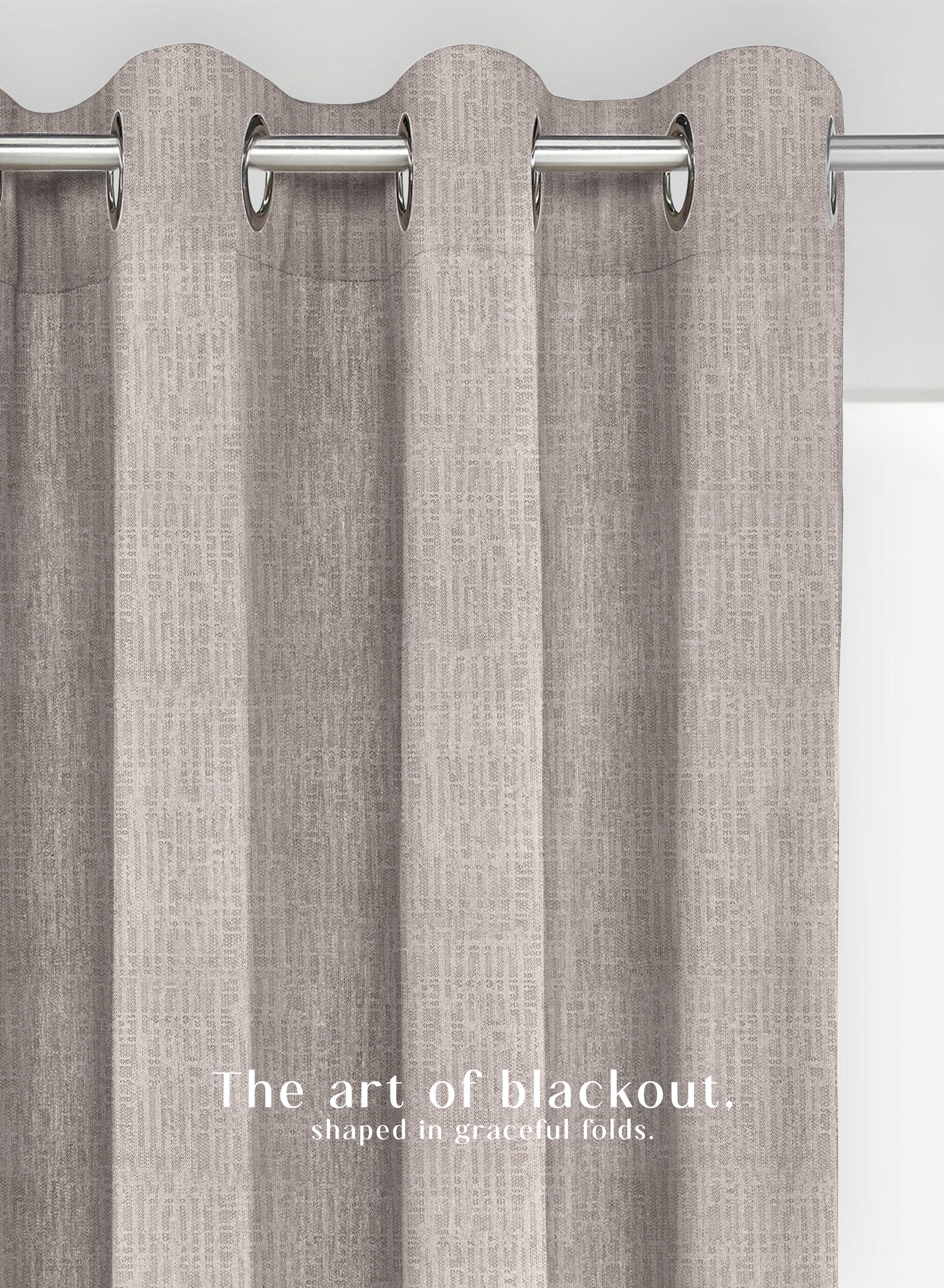 Elora Textured Blackout Curtains | Minimal Design & Total Light Block | Natural Stone | Set of 2 | Fully Customizable