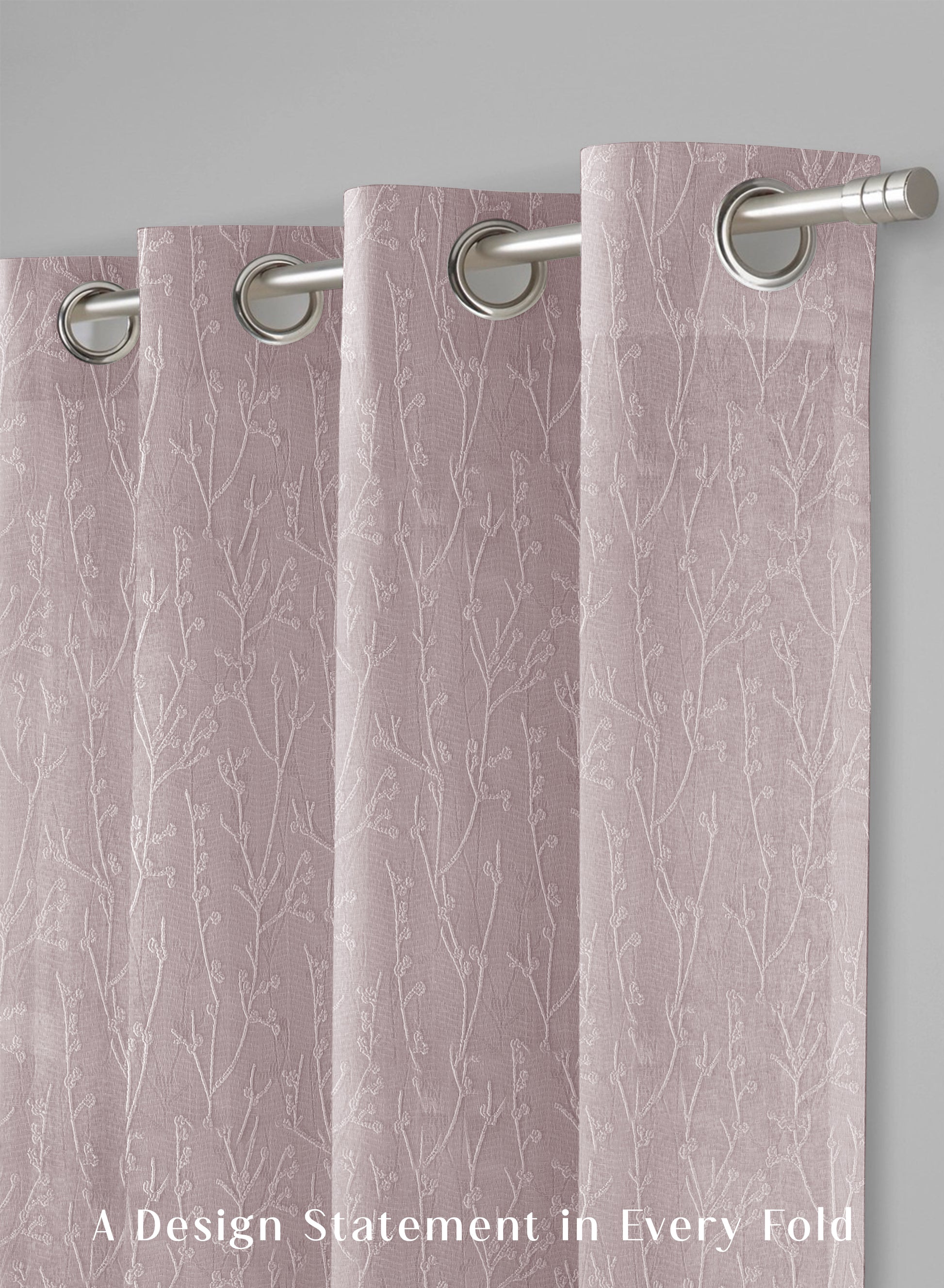 Bern Jacquard Room Darkening Curtains | Delicate Branch Embroidery | Deep Blush | Set of 2 | Fully Customizable