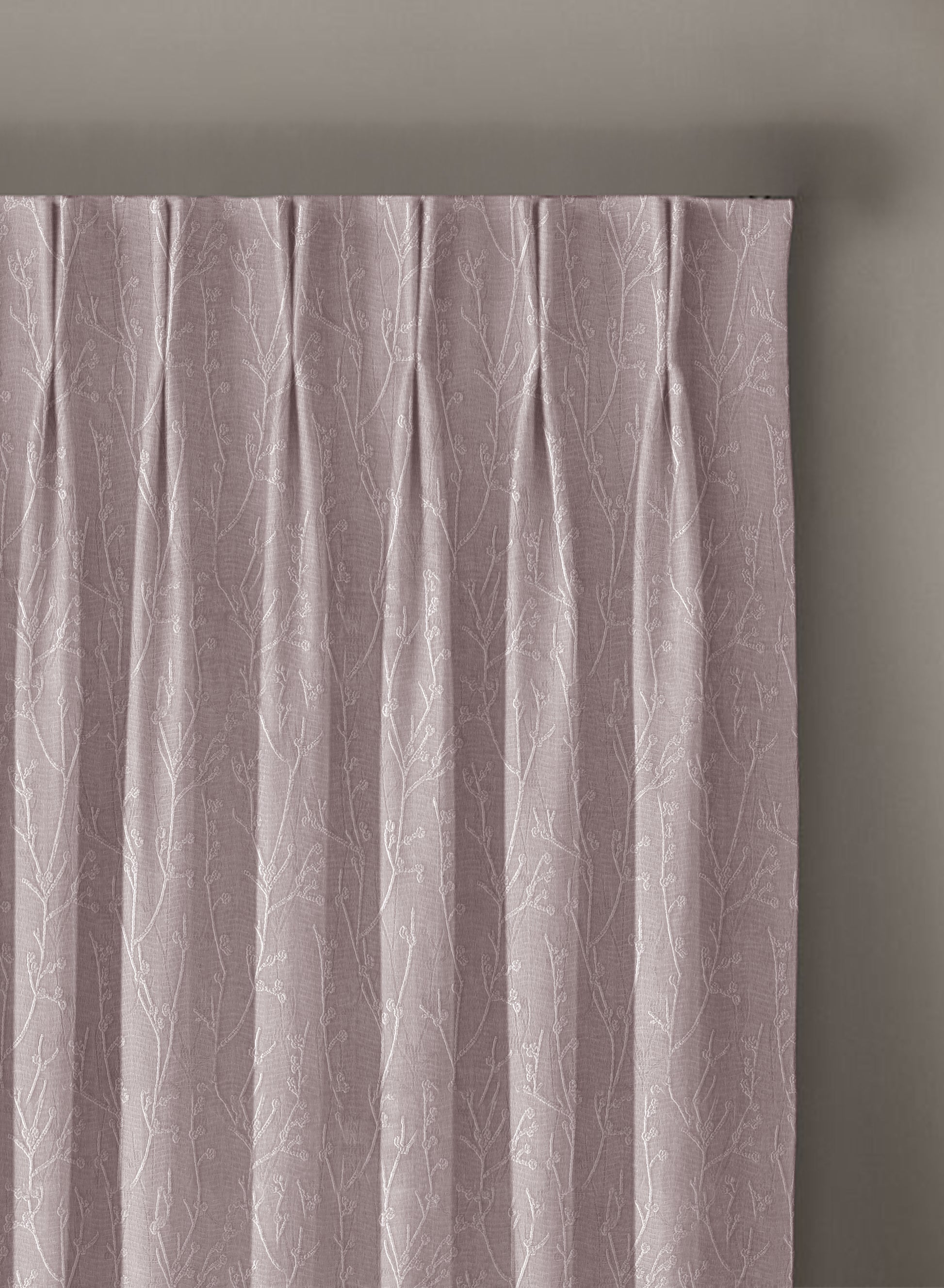 Bern Jacquard Room Darkening Curtains | Delicate Branch Embroidery | Deep Blush | Set of 2 | Fully Customizable