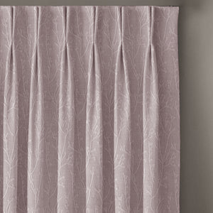 Bern Jacquard Blackout Curtains | Delicate Branch Embroidery & Total Light Block | Deep Blush | Set of 2 | Fully Customizable