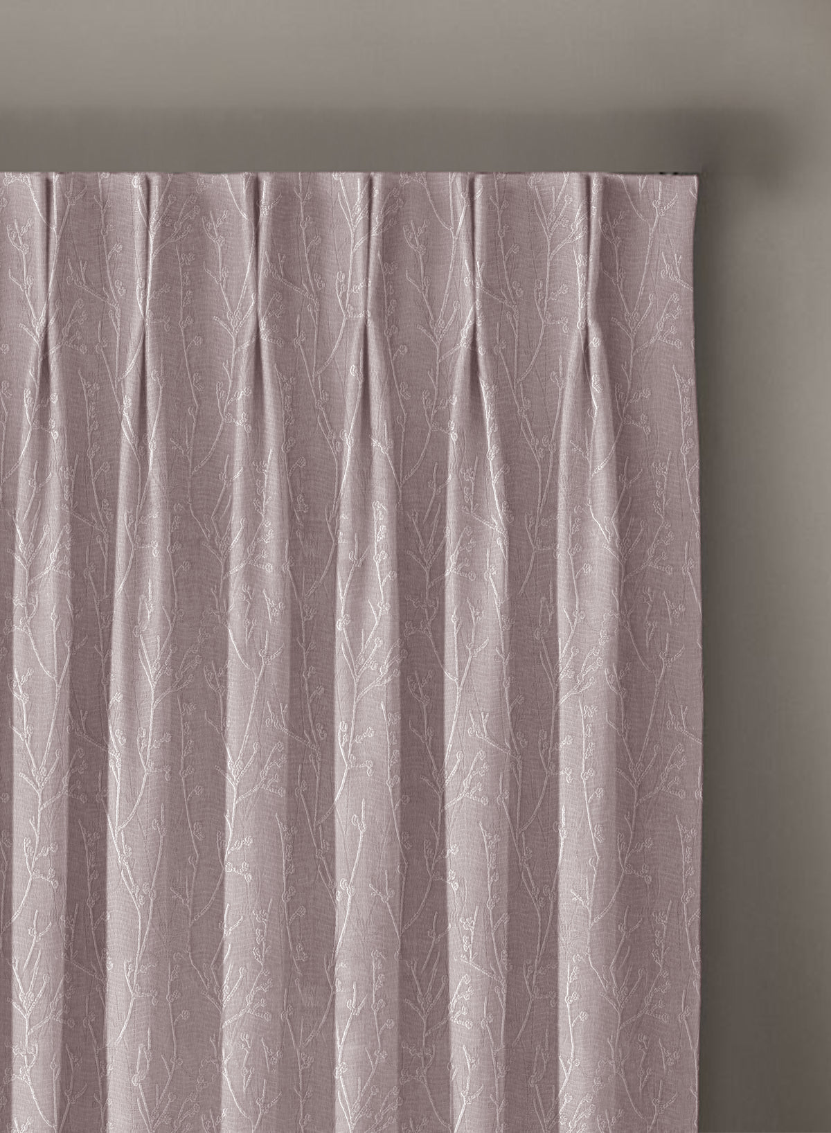 Bern Jacquard Blackout Curtains | Delicate Branch Embroidery & Total Light Block | Deep Blush | Set of 2 | Fully Customizable