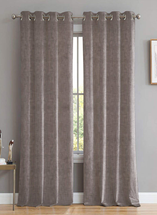 Elwana Jacquard Blackout Curtains | Brown | Set of 2 (Pattern 2)