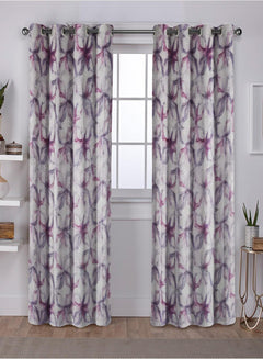 Solana Blackout Curtains | Elegant Floral Print & Total Light Block | Iris Purple | Set of 2 | Fully Customizable