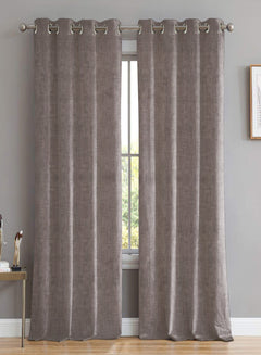 Elwana Jacquard Blackout Curtains | Brown | Set of 2 (Pattern 2)