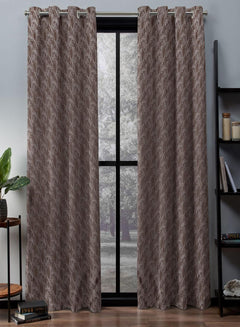 Flavia Jacquard Blackout Curtains | Artistic Texture & Total Light Block | Brown | Set of 2 | Fully Customizable