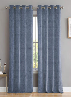 Elwana Jacquard Blackout Curtains | Blue | Set of 2 (Pattern 2)