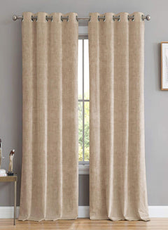 Elwana Jacquard Blackout Curtains | Golden Sand | Set of 2 (Pattern 2)