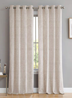 Elwana Jacquard Blackout Curtains | Off White | Set of 2 (Pattern 2)