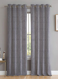 Elwana Jacquard Blackout Curtains | Gray | Set of 2 (Pattern 2)