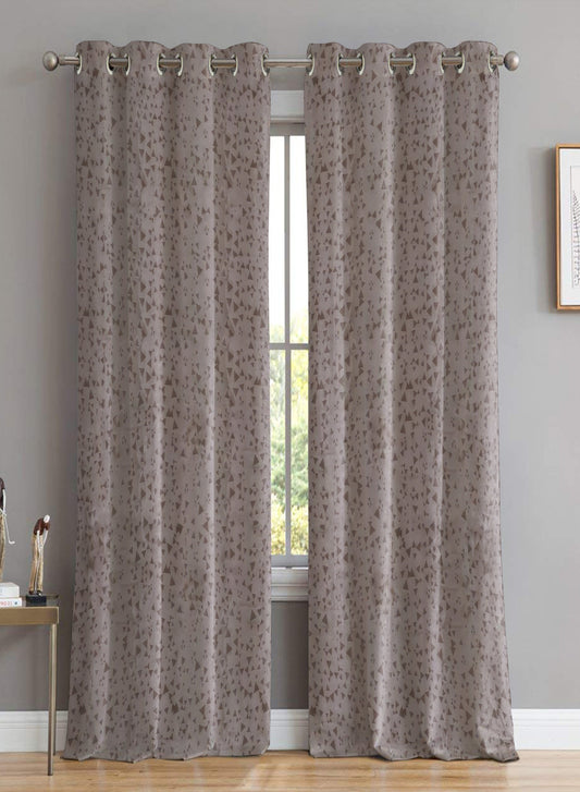 Elwana Jacquard Blackout Curtains | Brown | Set of 2 (Pattern 3)
