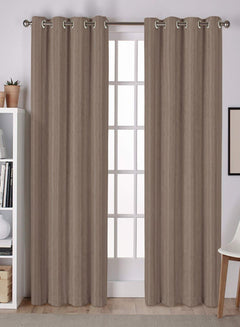 Lyon Cotton Blackout Curtains | Refined Stripe Texture & Total Light Block | Brown | Set of 2 | Fully Customizable