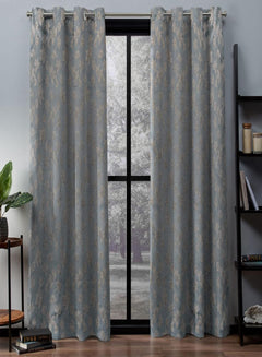 Flavia Jacquard Blackout Curtains | Luxe Botanical Weave & Total Light Block | Sea Green | Set of 2 | Fully Customizable